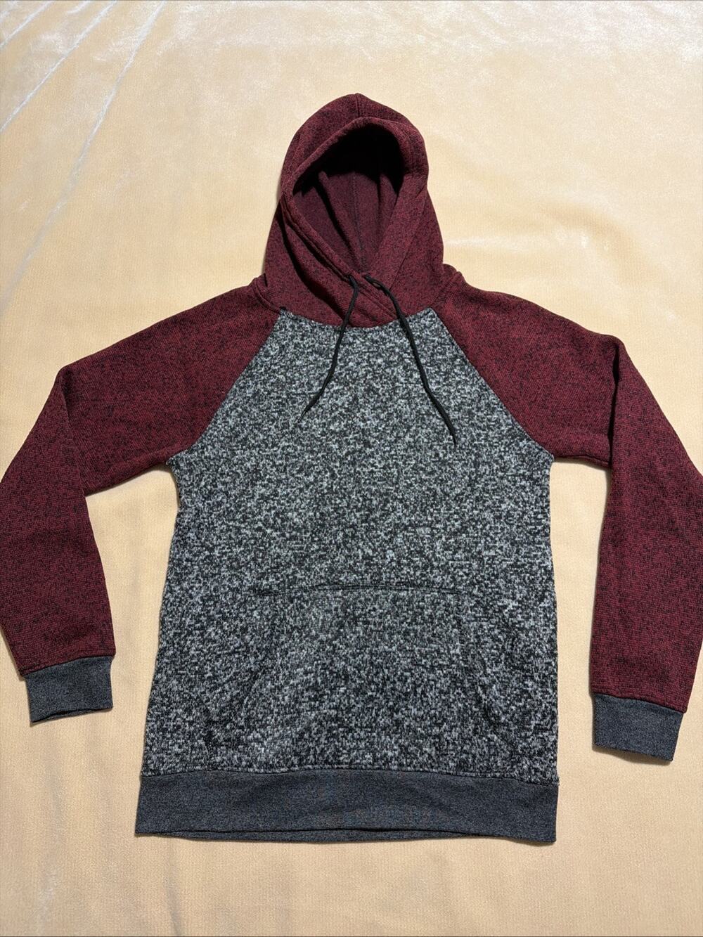 Brooklyn Clothing Mens Pullover Hoodie Sweatshirt Small Red&Gray Long Sleeve